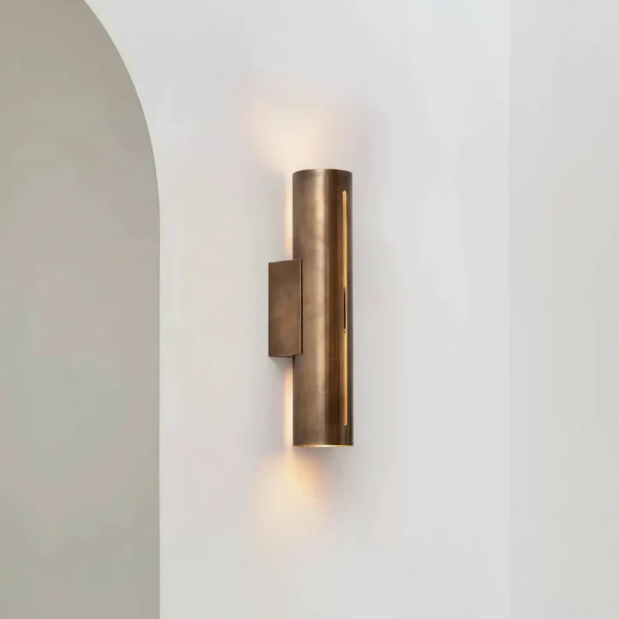 Copper Sconce Bronze Finish 14 in Vertical Slit Warm White Up Down Lighting for Hallways Bedrooms Contemporary Modern Indoor Metal Fixture | Thomler