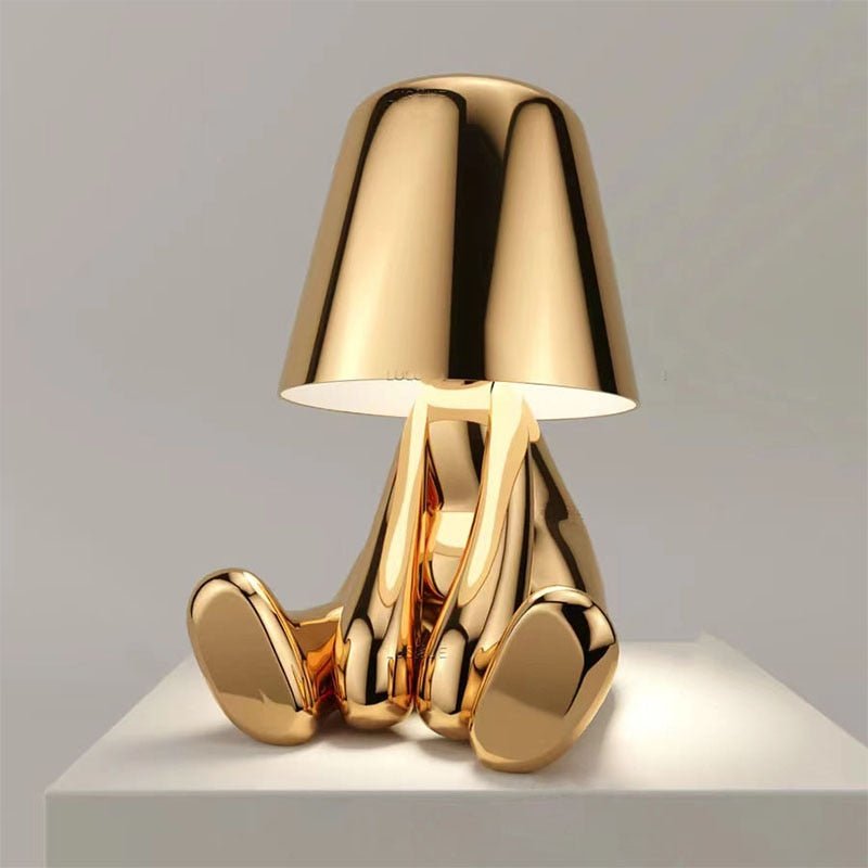 Rechargeable Touch Desk Lamp Gold Metal Cordless LED Reading Light for Nightstand Bedroom Study 7 Inch Sculptural Design Portable Task Light | Thomler