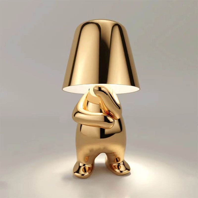 Rechargeable Touch Desk Lamp Gold Metal Cordless LED Reading Light for Nightstand Bedroom Study 7 Inch Sculptural Design Portable Task Light | Thomler