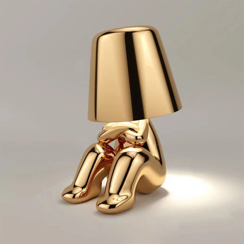 Rechargeable Touch Desk Lamp Gold Metal Cordless LED Reading Light for Nightstand Bedroom Study 7 Inch Sculptural Design Portable Task Light | Thomler