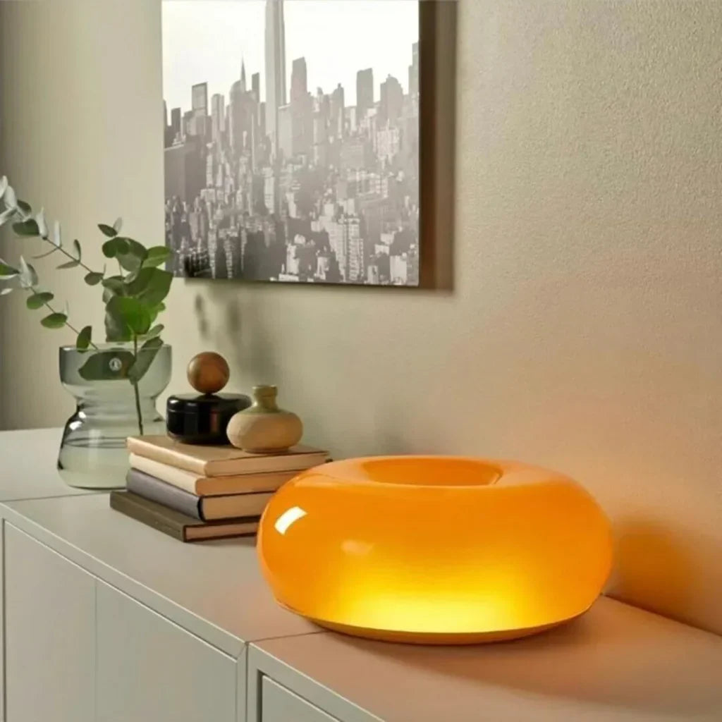 Touch-Activated LED Glass Sconce 10 in Round Orange Ambient Light for Bedroom Living Room Study Modern Energy-Efficient Decorative Fixture | Thomler
