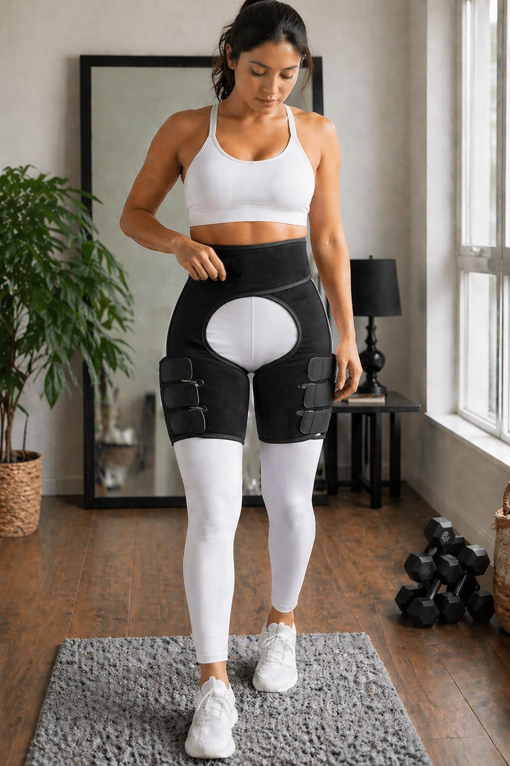 Verstellbare Kompressionsbandage mit Beingurten zur Stabilisierung von Taille und Oberschenkel | Stützbandage für Fitness, Training, Regeneration und Alltag