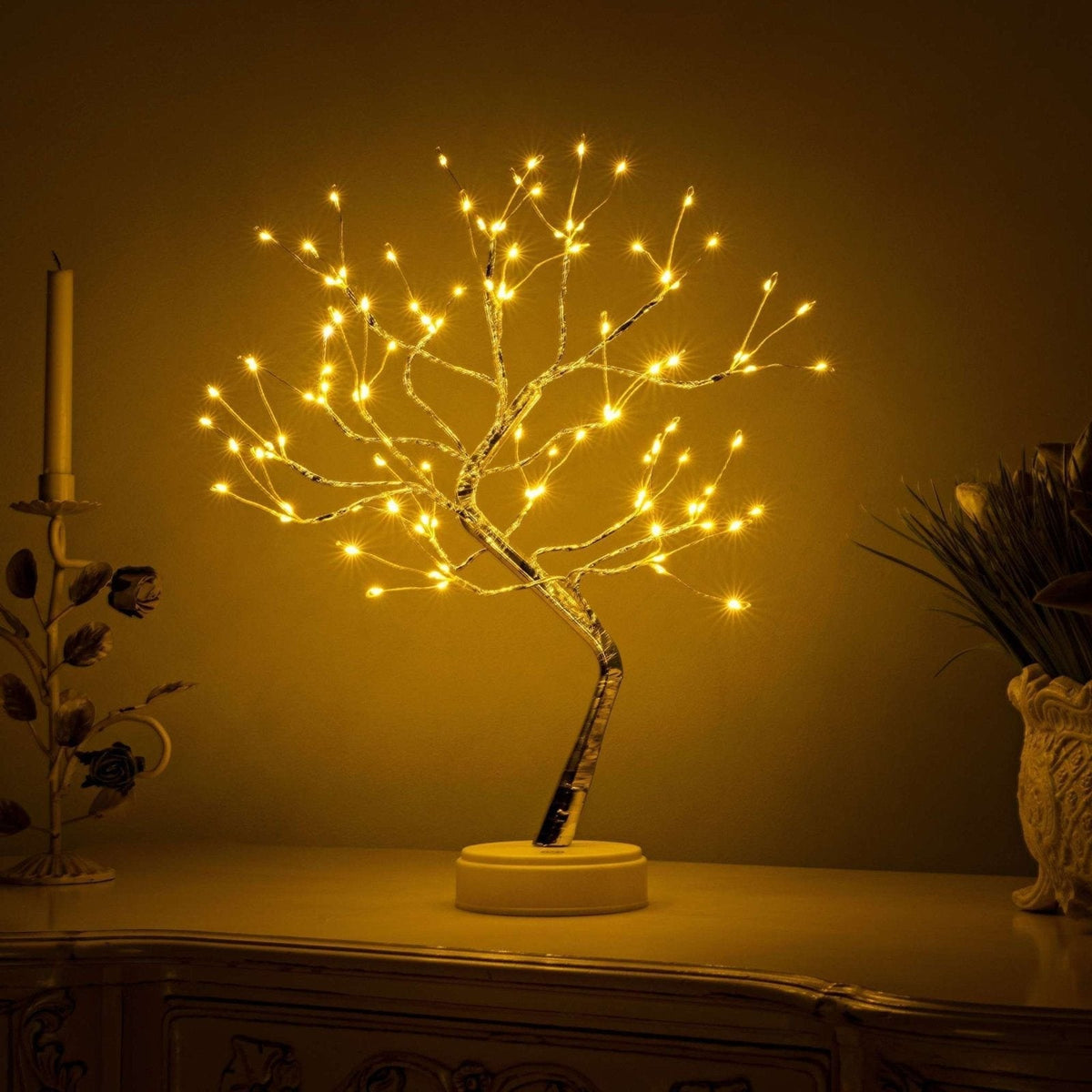 Illuminated Branch Tabletop Accent with LED Glow for Bedroom, Living Room & Bedside Decor | Battery or USB Powered | Thomler