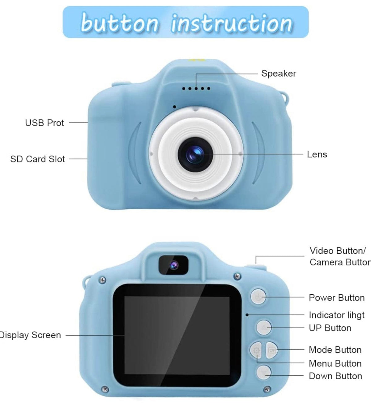 Cámara compacta de 2 pulgadas, apuntar y disparar, recargable por USB para viajes, selfies, grabación de video, fotografía, principiantes y fotos cotidianas Ki | Thomler