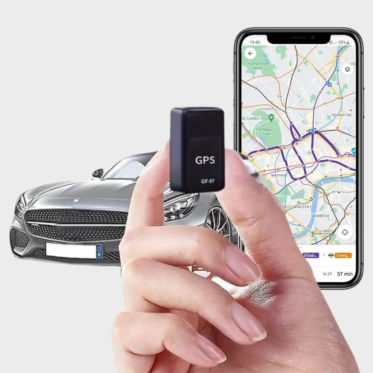 Rastreador GPS magnético ultracompacto sin suscripción requerida