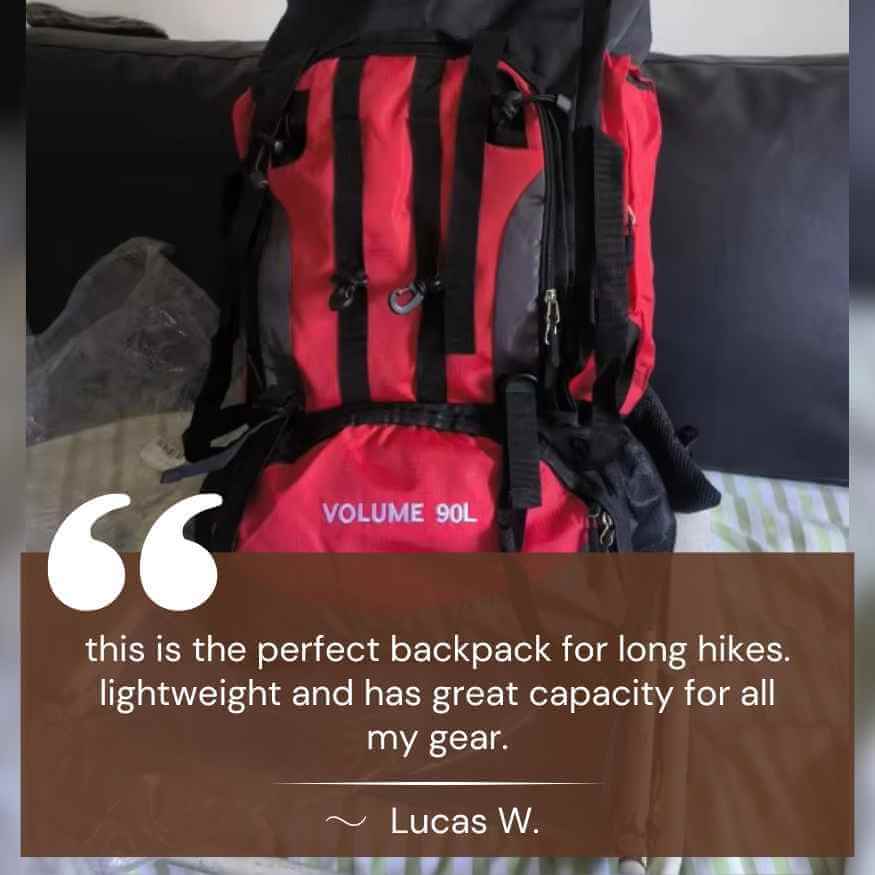 90-Liter Lightweight Water-Resistant Hiking Backpack for Multi-Day Trips
