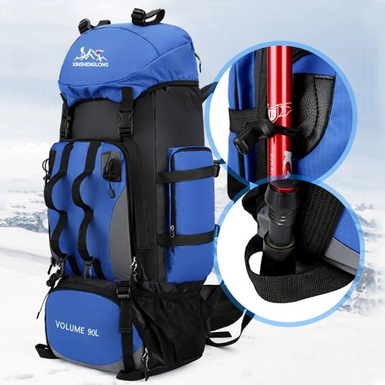 90-Liter Lightweight Water-Resistant Hiking Backpack for Multi-Day Trips