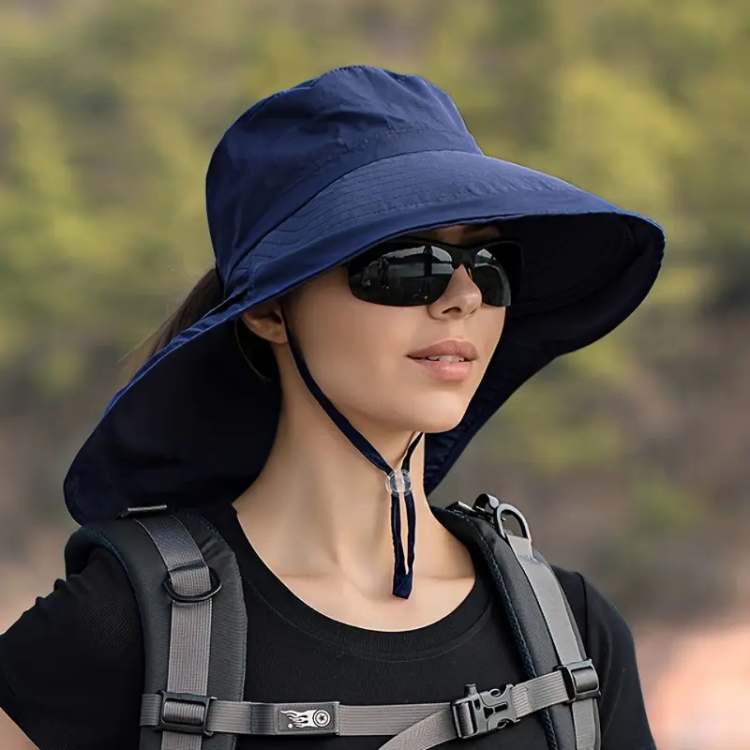 Wide Brim Sun Hat with UPF Fabric for Outdoor Adventures – Adjustable Chin Strap & Breathable Design