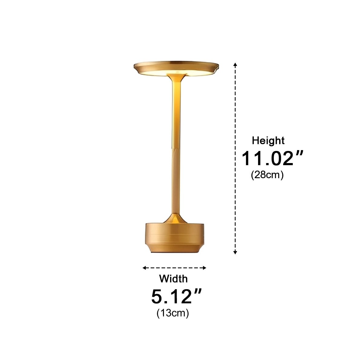 Rechargeable LED Nightstand Lamp Aluminum 11 Inch Touch Dimming 3 Color Modes Cordless Portable Light for Bedroom Office Desk Compact Modern | Thomler
