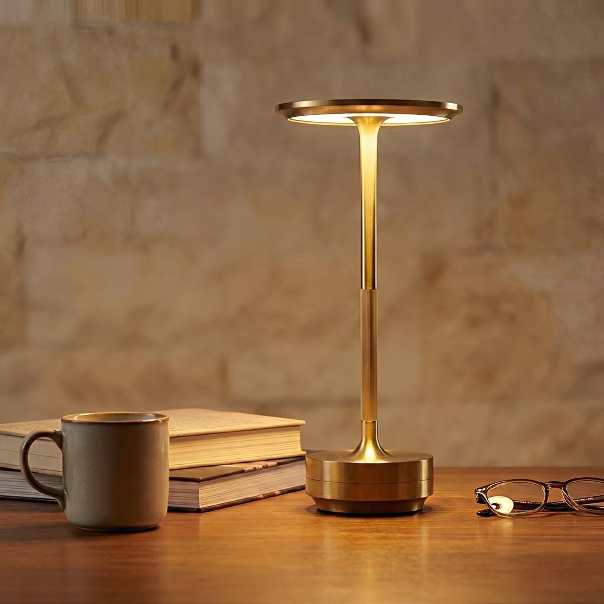Rechargeable LED Nightstand Lamp Aluminum 11 Inch Touch Dimming 3 Color Modes Cordless Portable Light for Bedroom Office Desk Compact Modern | Thomler