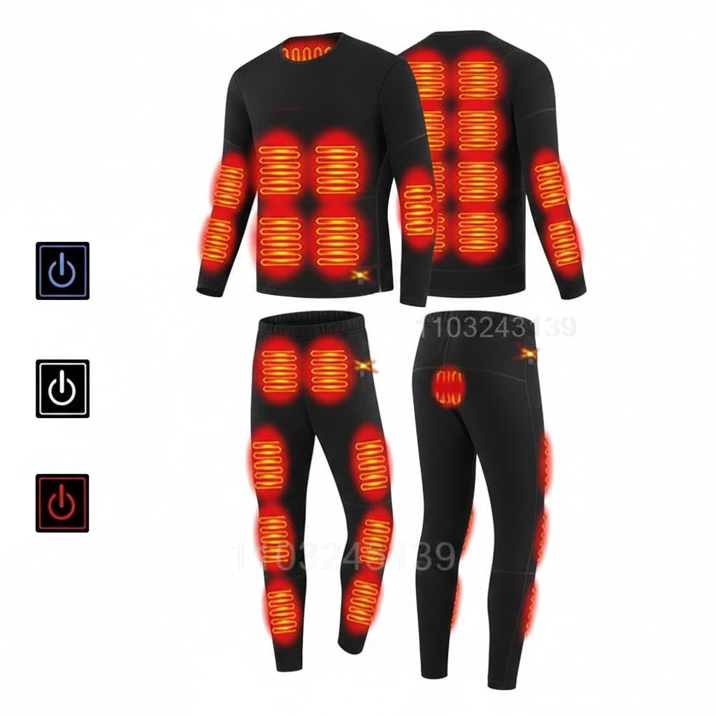 Electric Heated Base Layer Set with 3-Mode Temperature Control for Cold Weather