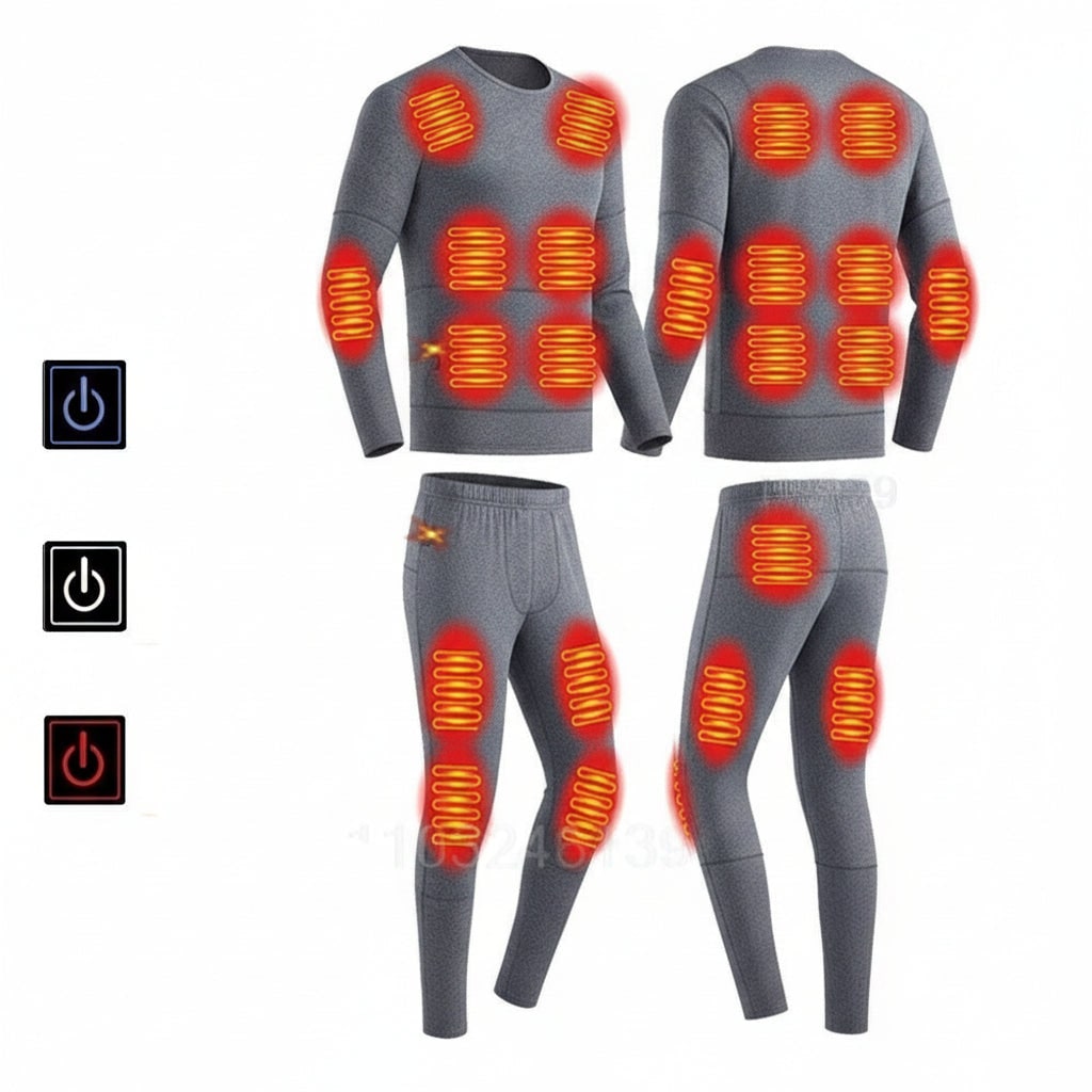 Electric Heated Base Layer Set with 3-Mode Temperature Control for Cold Weather