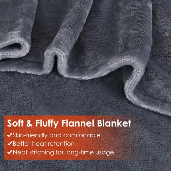 Heated Throw Blanket with Sleeves & Zipper, USB Powered, 8 Heat Zones, Fleece Wrap, 59×31 in