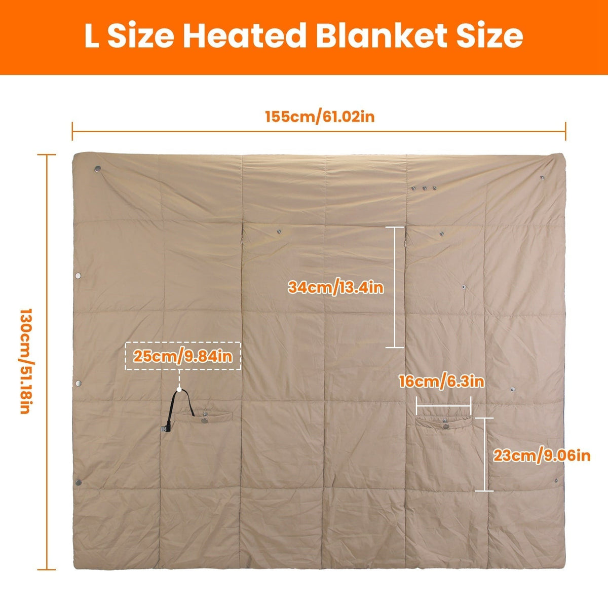 Wearable USB Heated Throw with Arm Slits, Dual Controls & 6 Warmth Zones
