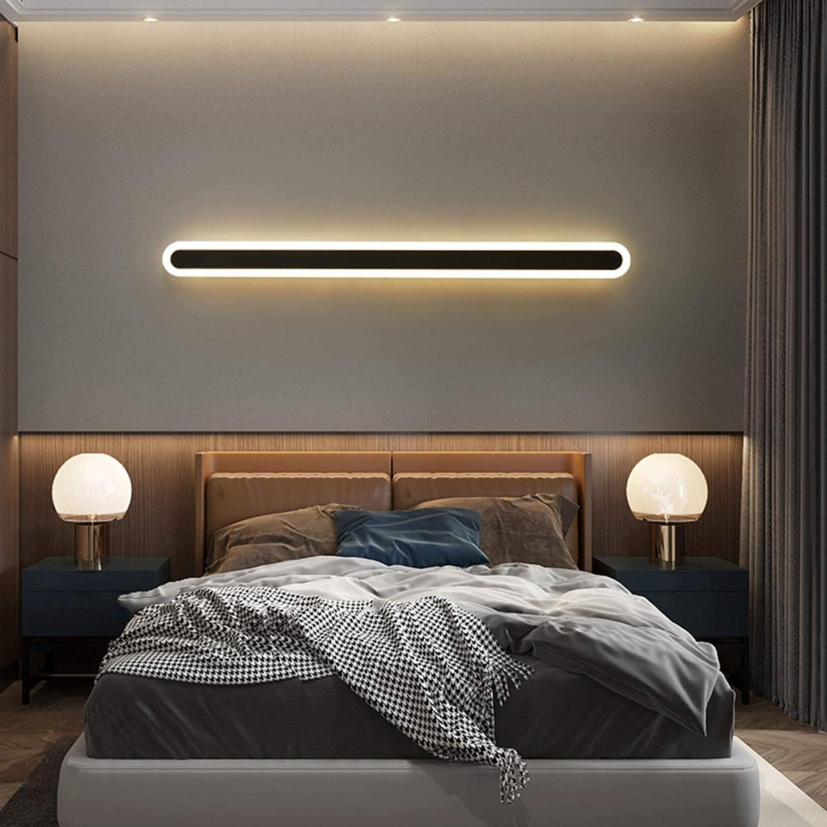 Linear LED Sconce 32-Inch Aluminum Matte Finish for Bedroom Above-Bed Lighting Contemporary Slim Profile Hardwired Fixture Ambient Wall Ligh | Thomler