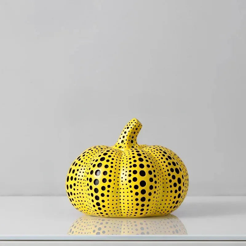 Gele harsbeeldjes tafeldecoratie set eigentijdse plankdecoratie uil peer pompoen vogel sculpturen 20 cm blikvangers voor salontafel | Thomler