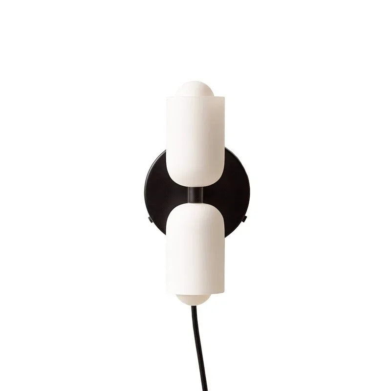Mondgeblazen glazen wandlamp, meerkleurige kap, metalen voet, voor vaste aansluiting of met stekker, voor woonkamer, slaapkamer, hal, modern, hedendaags | Thomler