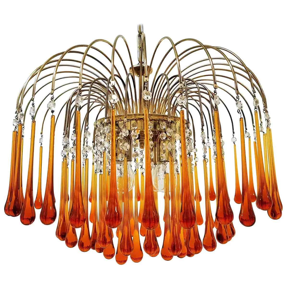 Handgeblazen Honingkleurige Glazen Hanglamp met Goudkleurig Frame 24 inch Verstelbare Hoogte voor Eettafels Keukeneilanden Gangen Art Deco Stijl | Thomler
