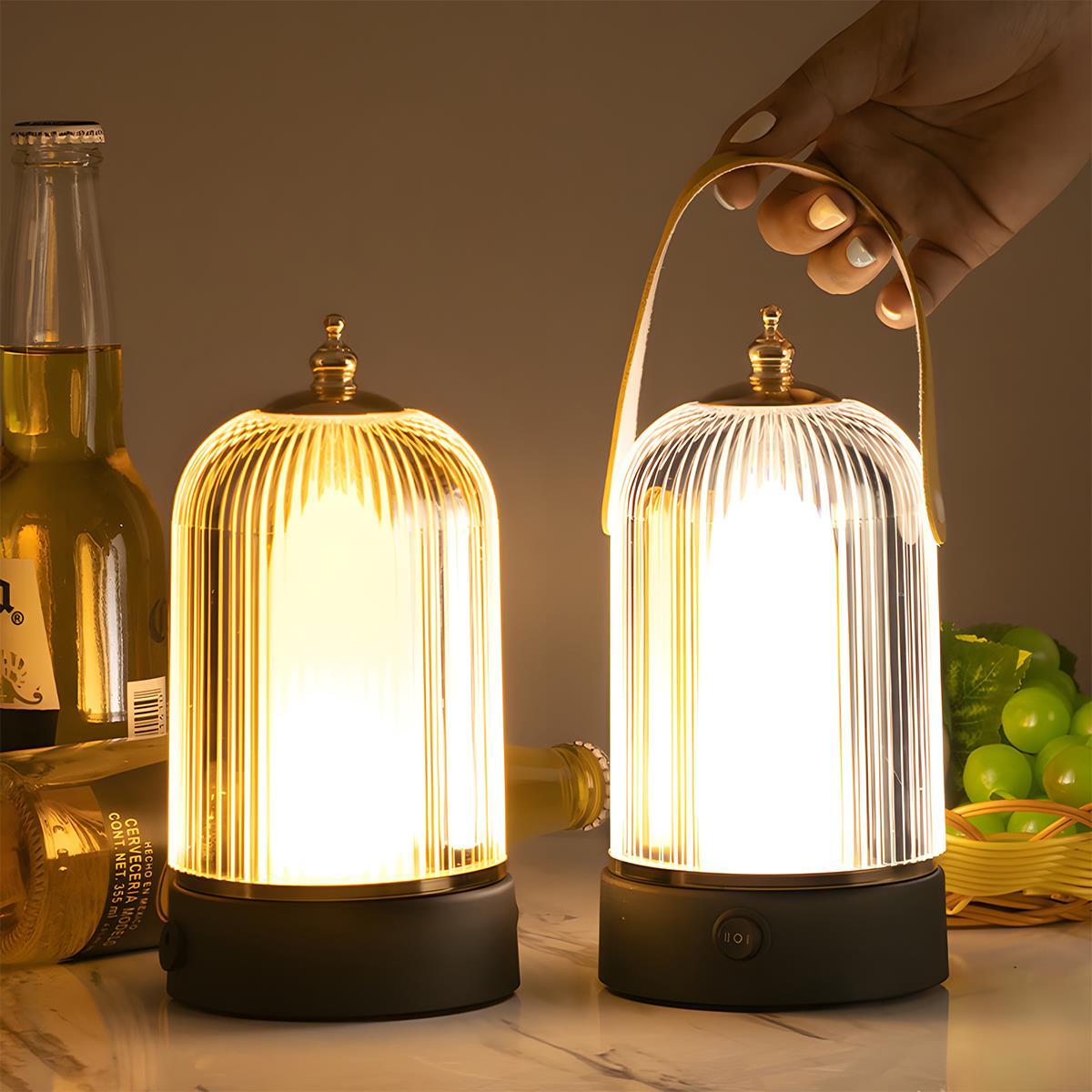 Cordless Touch-Dimming Portable Lamp 7.5 Inches Tall with USB Rechargeable Battery for Nightstand Living Area Dining Surface | Thomler