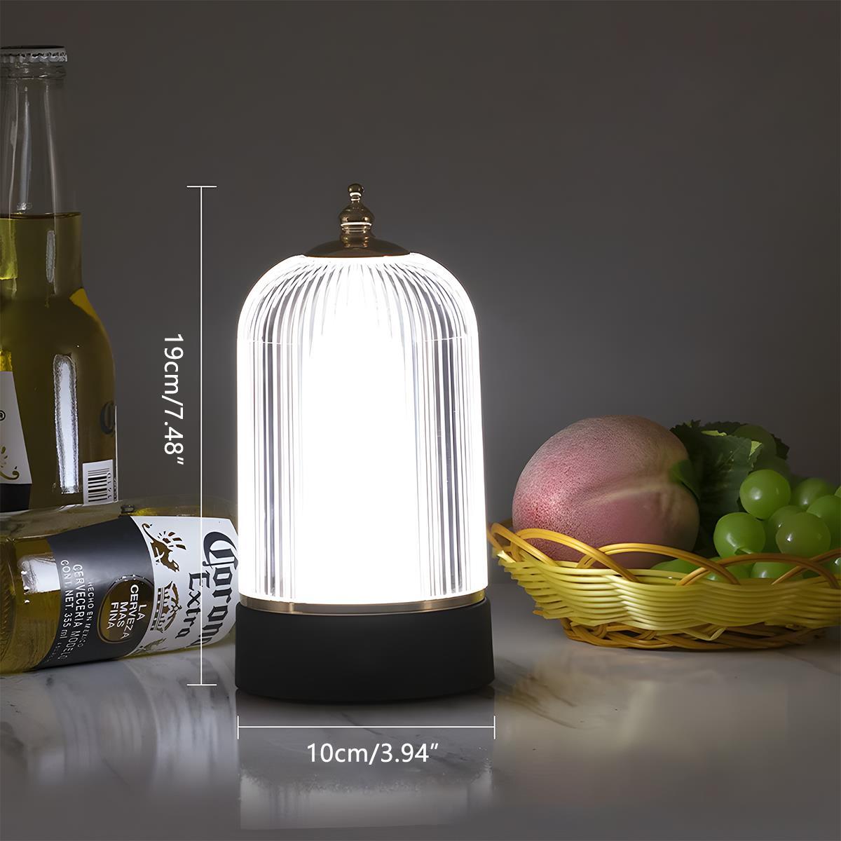 Draadloze draagbare lamp met touch-dimfunctie, 19 cm hoog, met oplaadbare USB-batterij voor nachtkastje, woonruimte en eettafel | Thomler