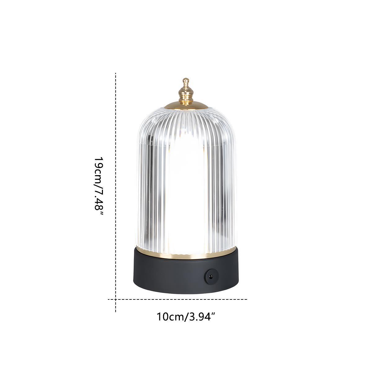 Draadloze draagbare lamp met touch-dimfunctie, 19 cm hoog, met oplaadbare USB-batterij voor nachtkastje, woonruimte en eettafel | Thomler