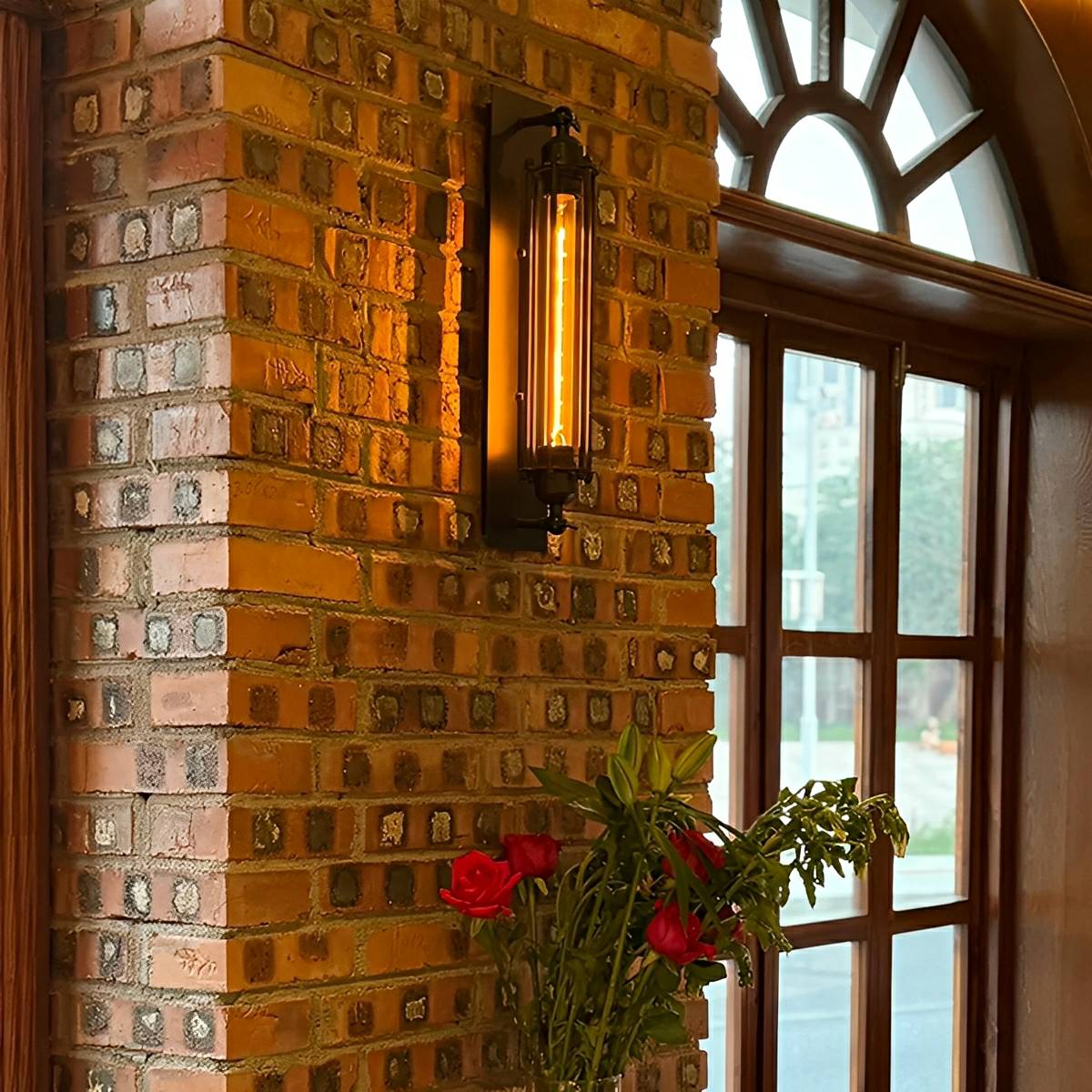 Iron & Glass LED Fixture Vintage Industrial Hardwired Sconce Warm White Light for Hallways Bedrooms Kitchens Bathrooms & Living Spaces | Thomler
