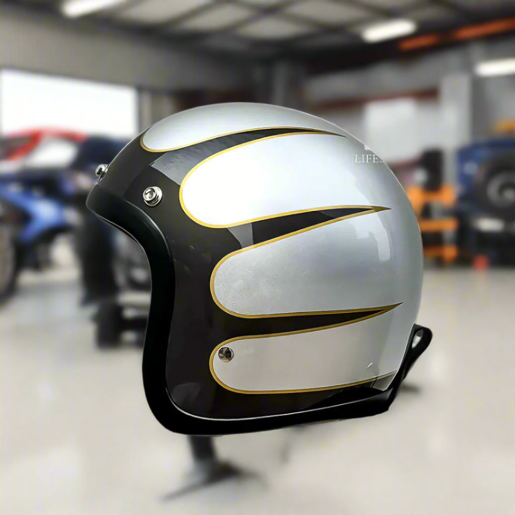 Half-shell retro motorhelm, DOT ECE-goedgekeurd, open-face cruiser-helm voor heren en dames, geschikt voor streetbikes, choppers, bobbers en scooters