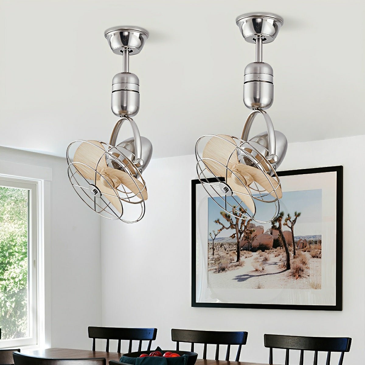 Ferngesteuerter oszillierender Ventilator, 35,6 cm, Silber, Metallgehäuse, duale Montage, verstellbare Neigung, 6 Geschwindigkeiten, Wand- und Decken-Umluftventilator für Schlafzimmer, Büro, Esszimmer | Thomler