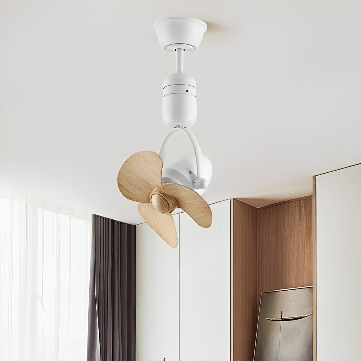 Ferngesteuerter oszillierender Ventilator, 35,6 cm, Silber, Metallgehäuse, duale Montage, verstellbare Neigung, 6 Geschwindigkeiten, Wand- und Decken-Umluftventilator für Schlafzimmer, Büro, Esszimmer | Thomler