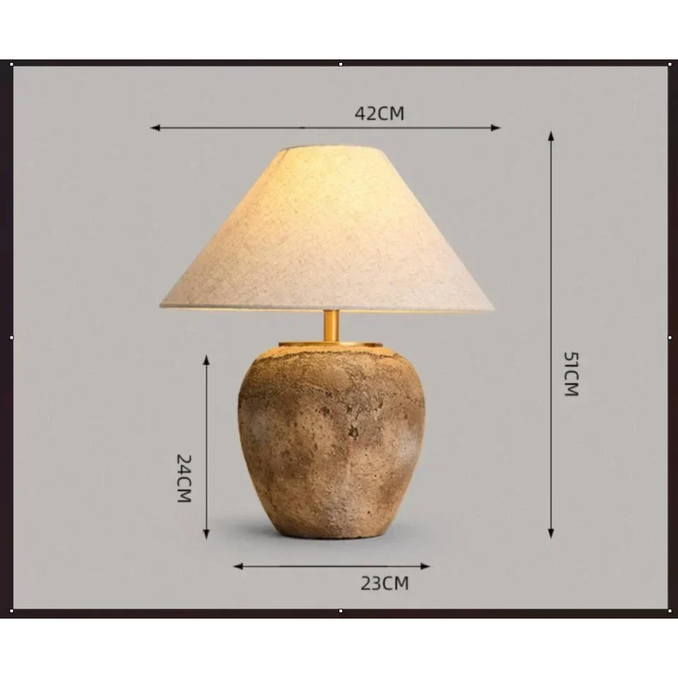 Lámpara de mesa de cerámica de 20 pulgadas de alto, luz blanca cálida, pantalla de tela ancha para dormitorio, sala de estar, mesita de noche, rincón de lectura, oficina en casa | Thomler