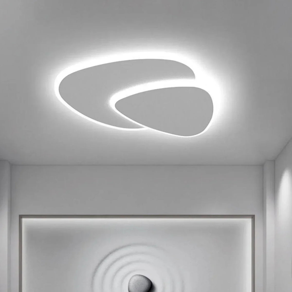 Lámpara de techo LED escultural de montaje empotrado de 16-20 pulgadas, acrílico en capas, color blanco, para dormitorio, pasillo, iluminación superior contemporánea, decoración de interiores del hogar | Thomler