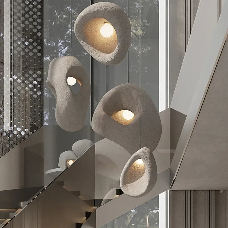 Organic Resin Hanging Lamp E27 Socket 110-120V Sculptural Ceiling Light for Dining Room Living Room Bedroom Modern Minimalist Ambient Lighti | Thomler