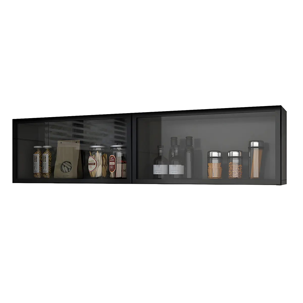 Wood Wall Cabinet with Glass Door for Kitchen Storage and Living Room Display 12 inch Height Multiple Widths Optional LED Lighting Mounted O | Thomler