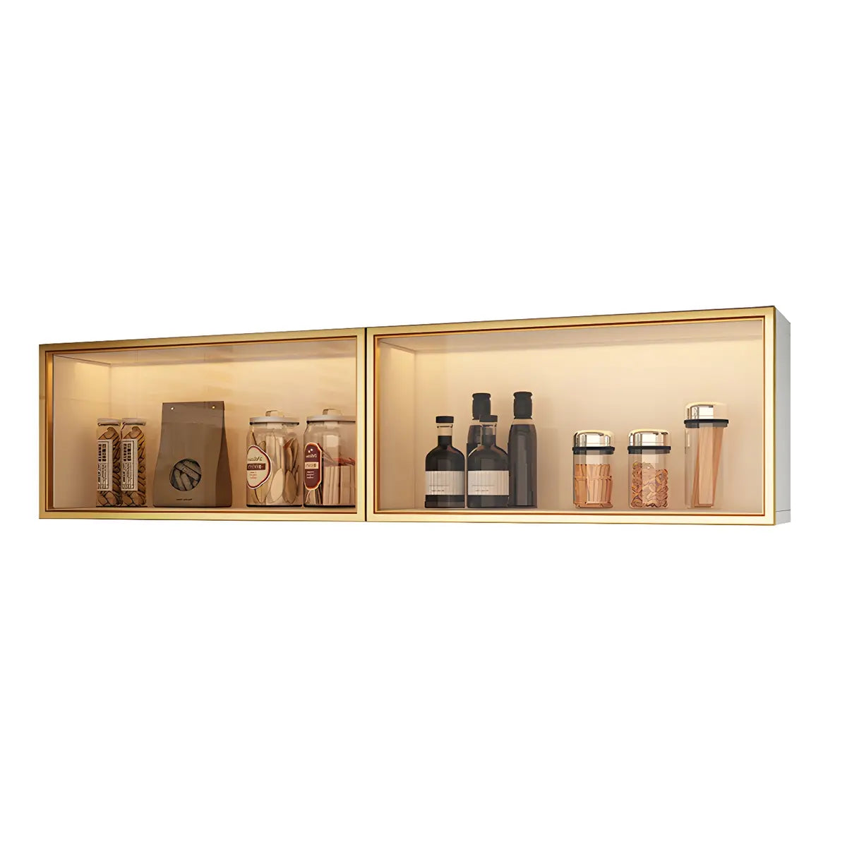 Wood Wall Cabinet with Glass Door for Kitchen Storage and Living Room Display 12 inch Height Multiple Widths Optional LED Lighting Mounted O | Thomler