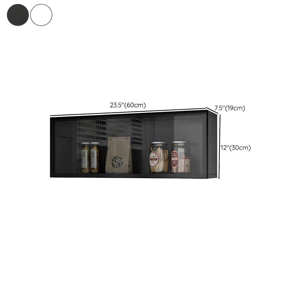 Wood Wall Cabinet with Glass Door for Kitchen Storage and Living Room Display 12 inch Height Multiple Widths Optional LED Lighting Mounted O | Thomler