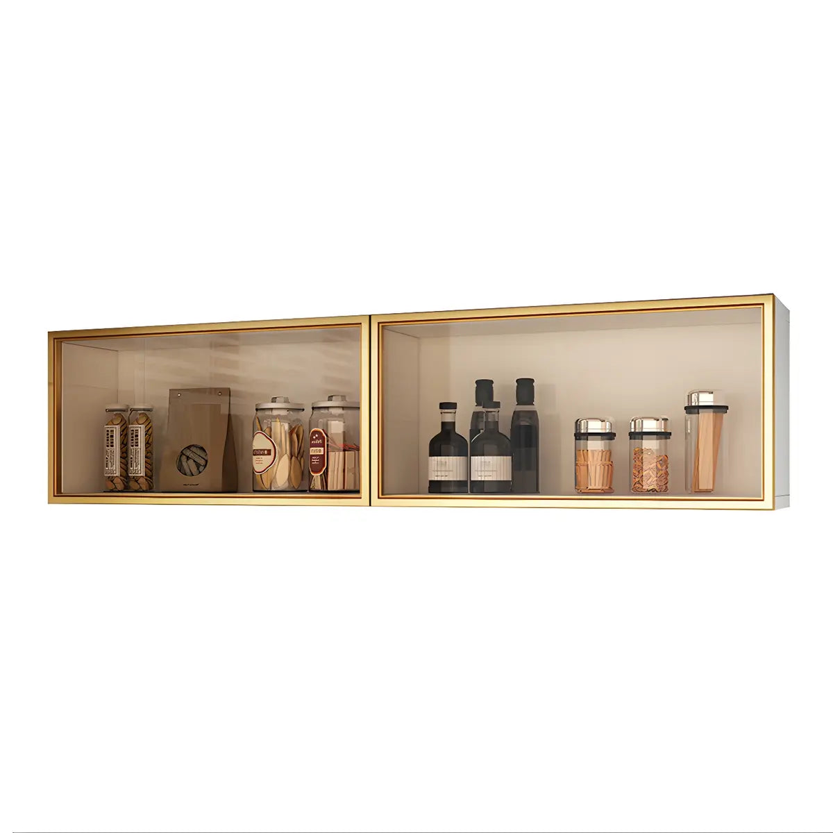 Wood Wall Cabinet with Glass Door for Kitchen Storage and Living Room Display 12 inch Height Multiple Widths Optional LED Lighting Mounted O | Thomler