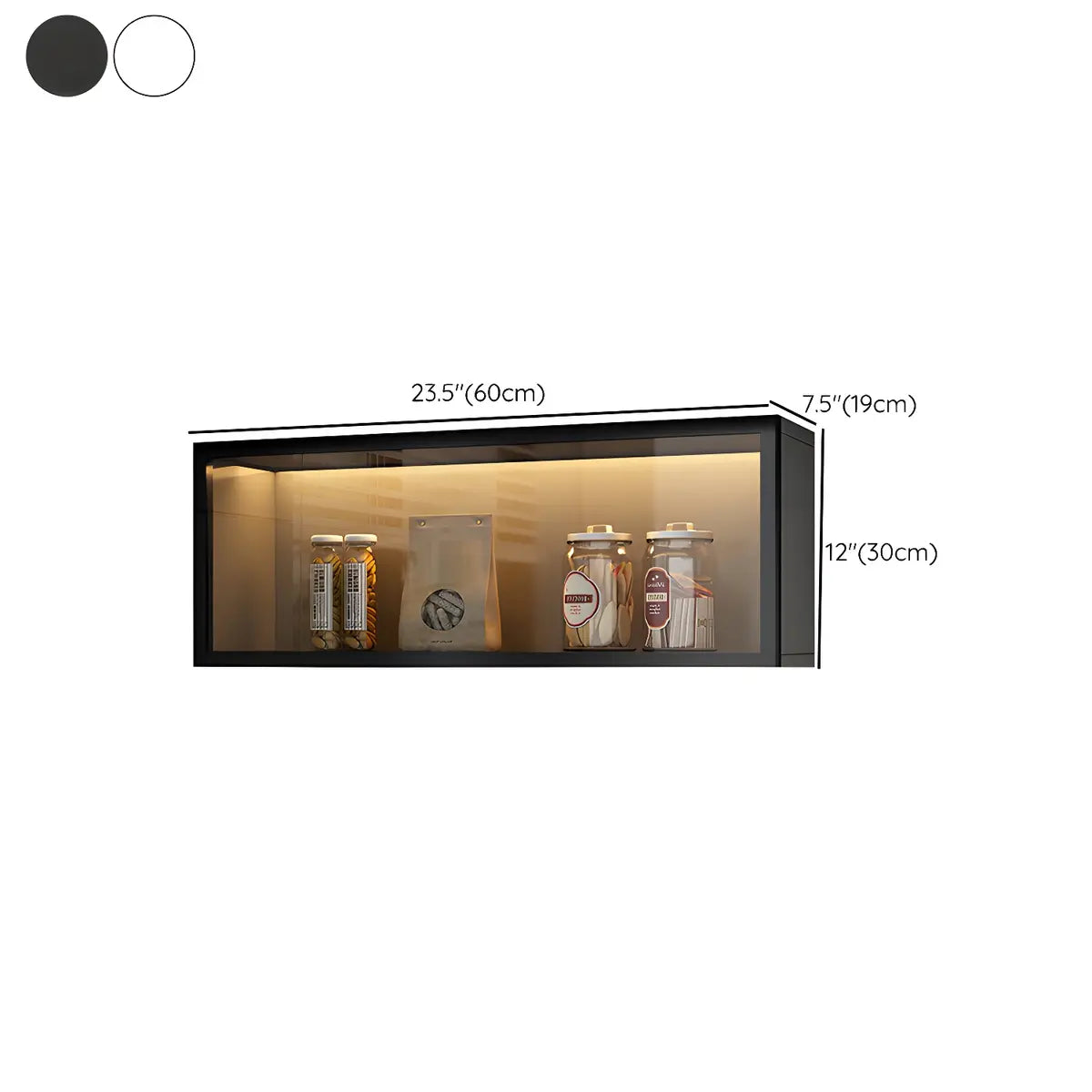 Wood Wall Cabinet with Glass Door for Kitchen Storage and Living Room Display 12 inch Height Multiple Widths Optional LED Lighting Mounted O | Thomler