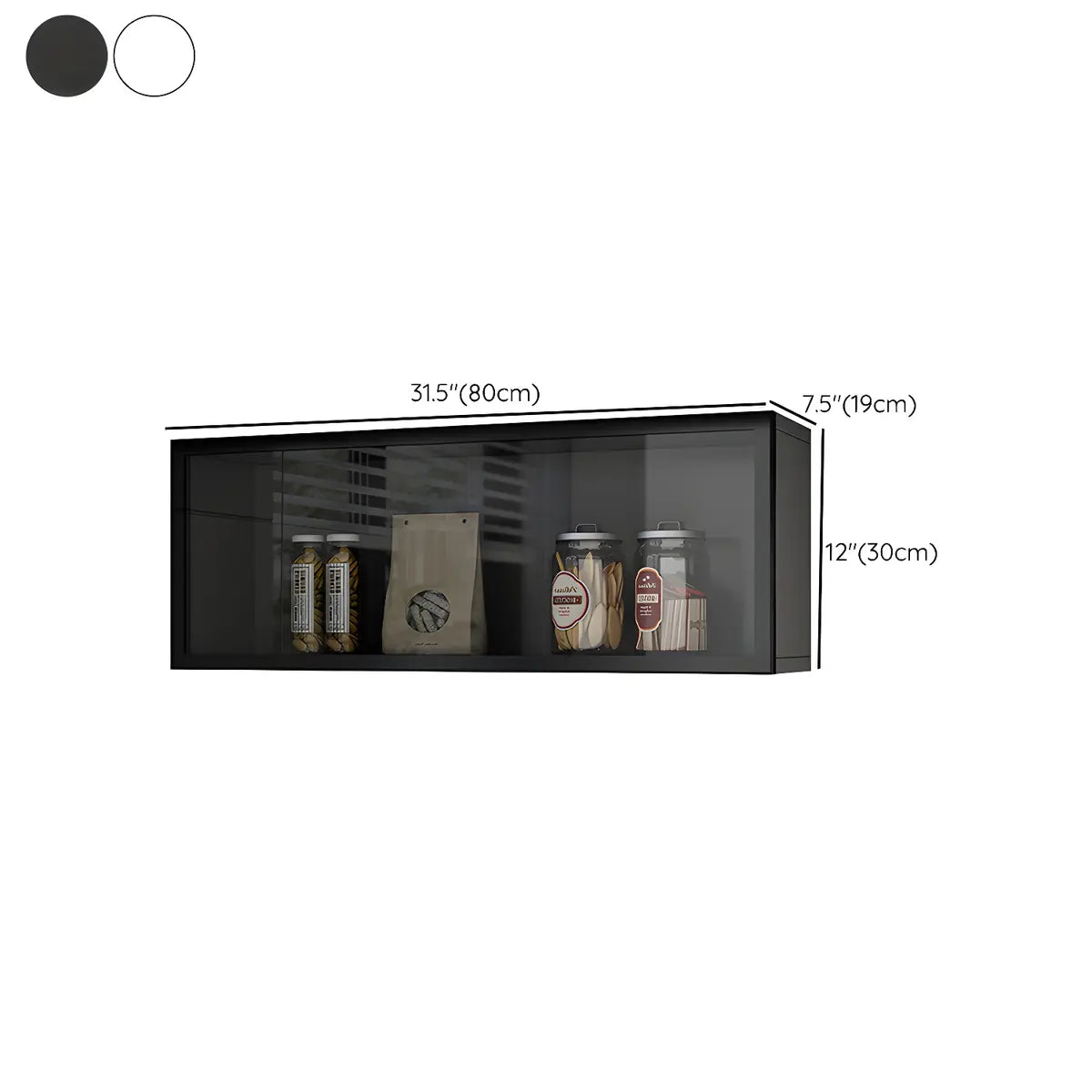 Wood Wall Cabinet with Glass Door for Kitchen Storage and Living Room Display 12 inch Height Multiple Widths Optional LED Lighting Mounted O | Thomler