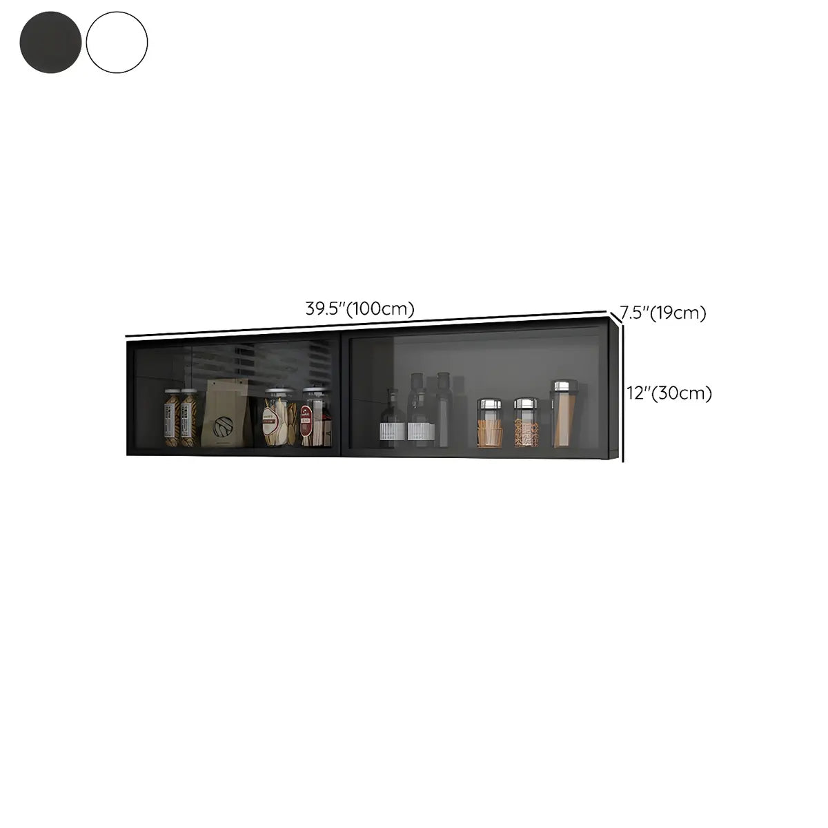 Wood Wall Cabinet with Glass Door for Kitchen Storage and Living Room Display 12 inch Height Multiple Widths Optional LED Lighting Mounted O | Thomler