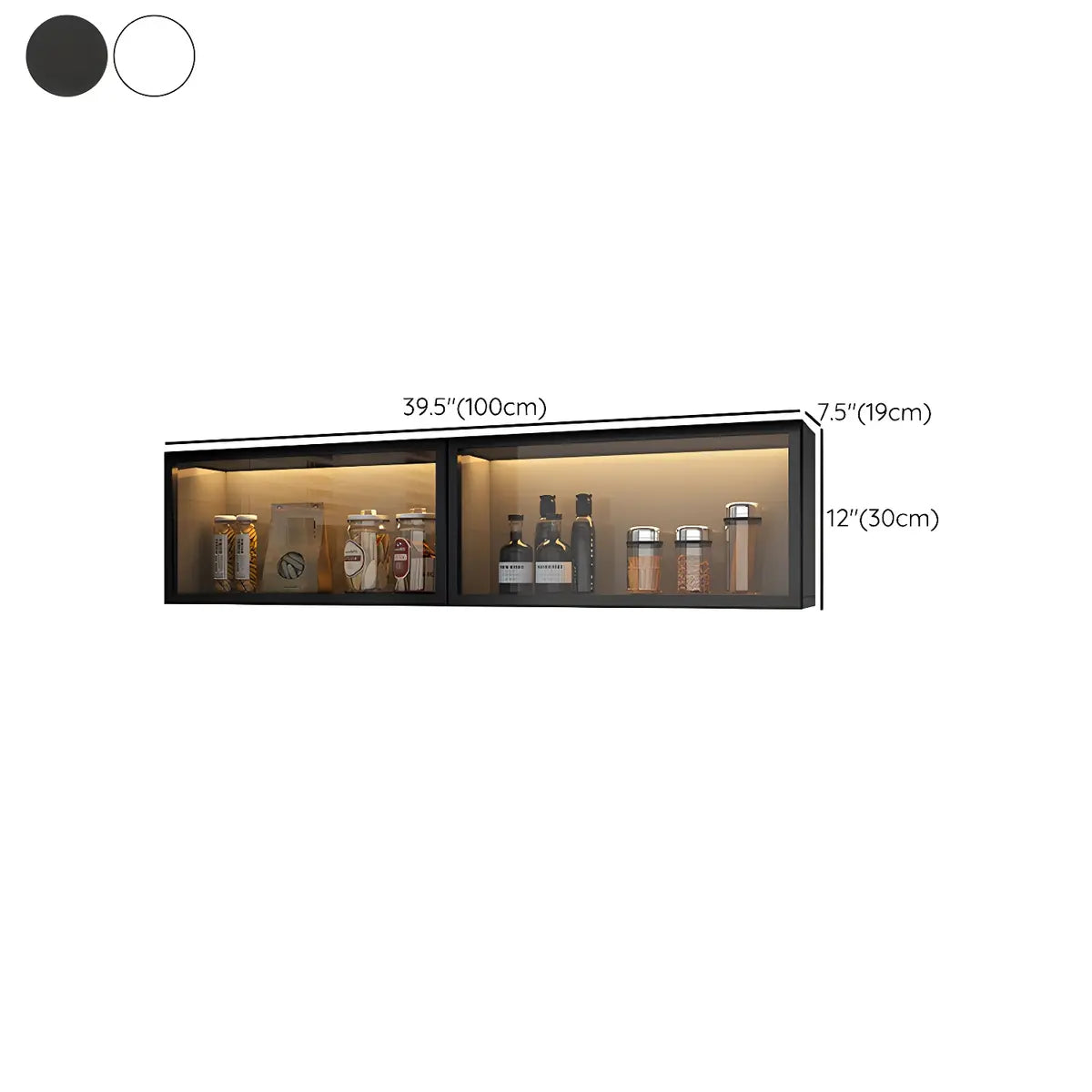 Wood Wall Cabinet with Glass Door for Kitchen Storage and Living Room Display 12 inch Height Multiple Widths Optional LED Lighting Mounted O | Thomler