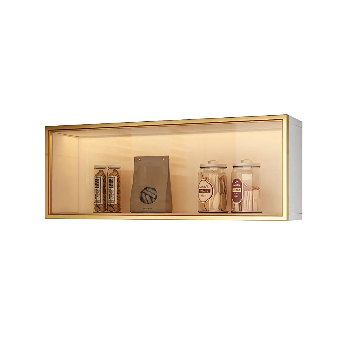 Wood Wall Cabinet with Glass Door for Kitchen Storage and Living Room Display 12 inch Height Multiple Widths Optional LED Lighting Mounted O | Thomler