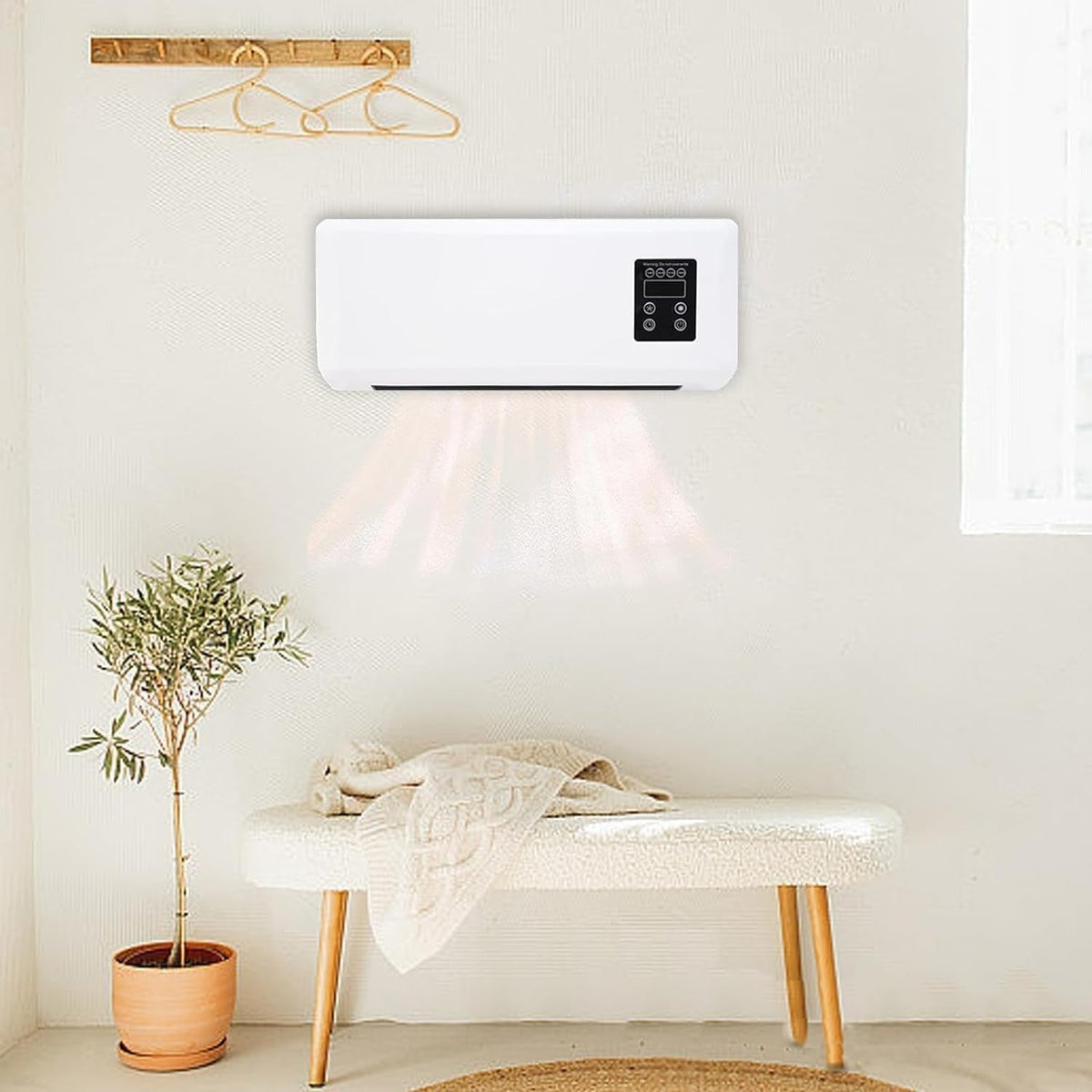 Wandverwarming met droogrek en afstandsbediening
