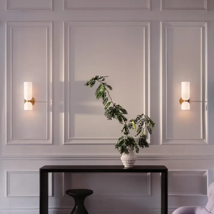 Porcelain Sconce Light Fixture 16 Inch Height Pivoting Arm for Bedroom Hallway Living Room Reading Nook Contemporary White Gray Blue Clear | Thomler