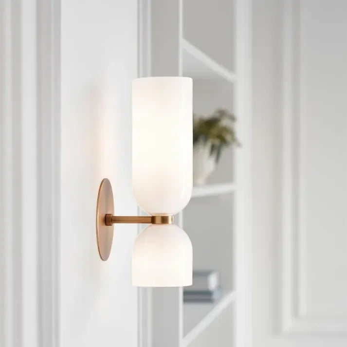 Porcelain Sconce Light Fixture 16 Inch Height Pivoting Arm for Bedroom Hallway Living Room Reading Nook Contemporary White Gray Blue Clear | Thomler