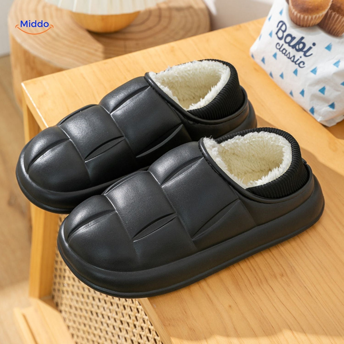 Indoor-Outdoor Slippers with Removable Plush Liner – Anti-Slip Cotton House Shoes for Fall & Winter