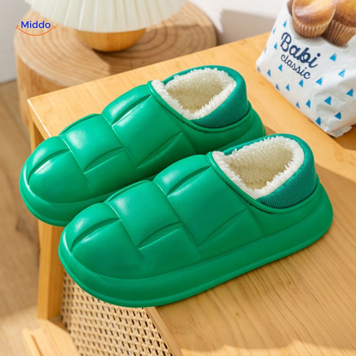 Indoor-Outdoor Slippers with Removable Plush Liner – Anti-Slip Cotton House Shoes for Fall & Winter