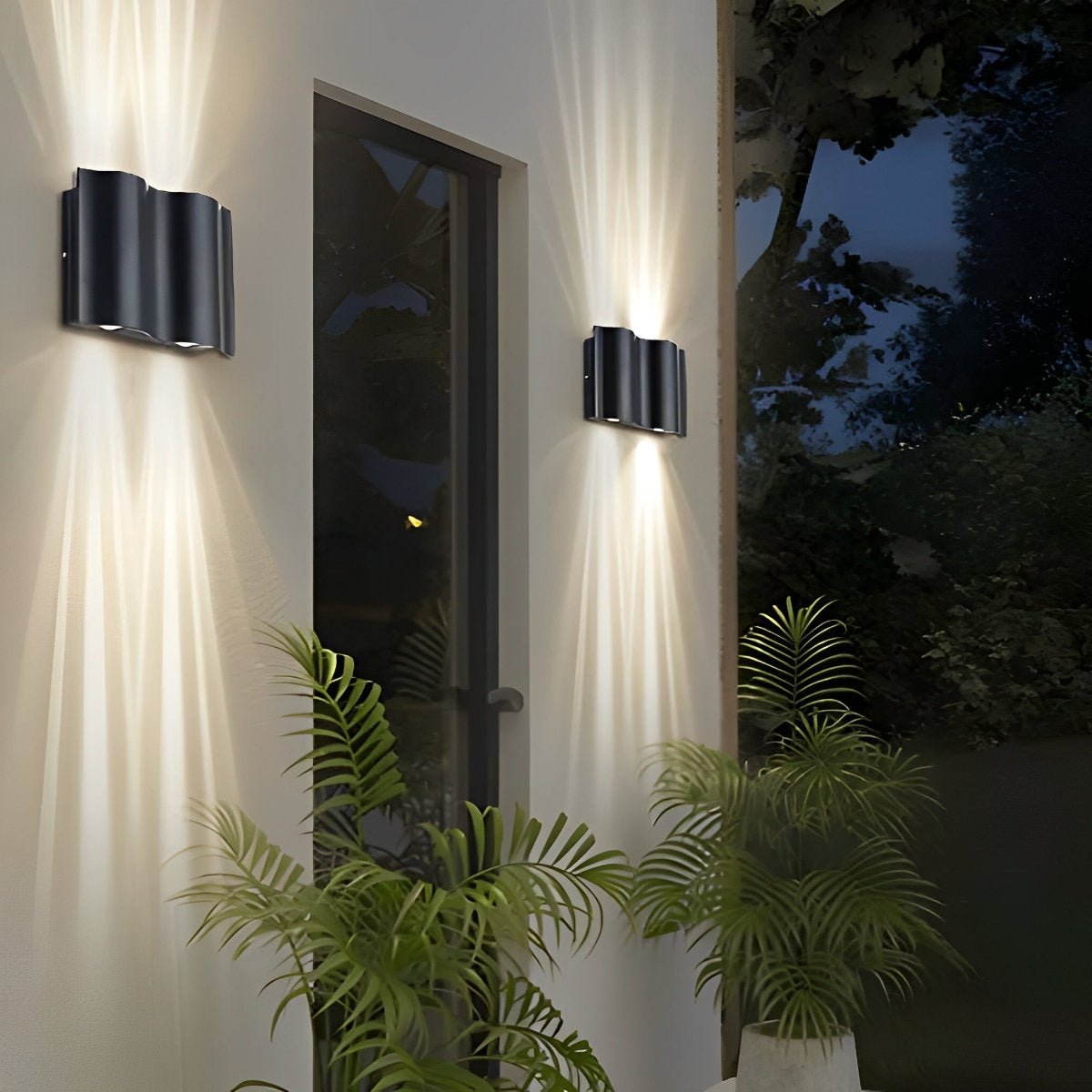 Outdoor LED Wall Light Fixture Aluminum Black Bidirectional Sconce for Entryway Patio Porch Weatherproof Exterior Home Lighting | Thomler