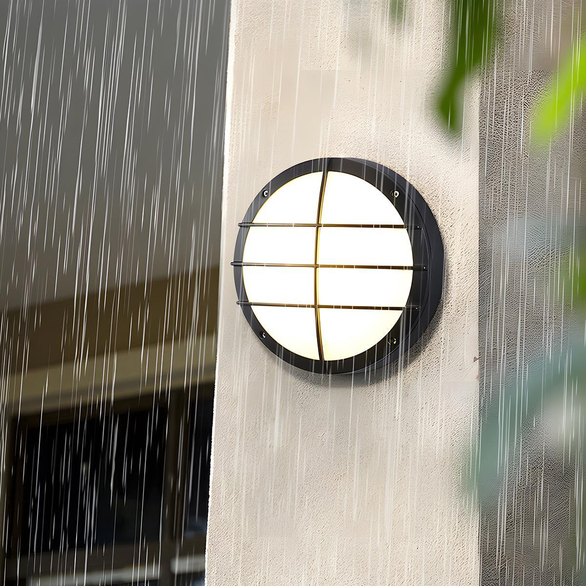 Wetterfeste LED-Wandleuchte für den Außenbereich, rund, 28 cm, 3000K, sanftes Licht, für Eingangsbereiche, Gärten, Terrassen, Wege, architektonische Akzente, Aluminium, IP65-zertifiziert, M