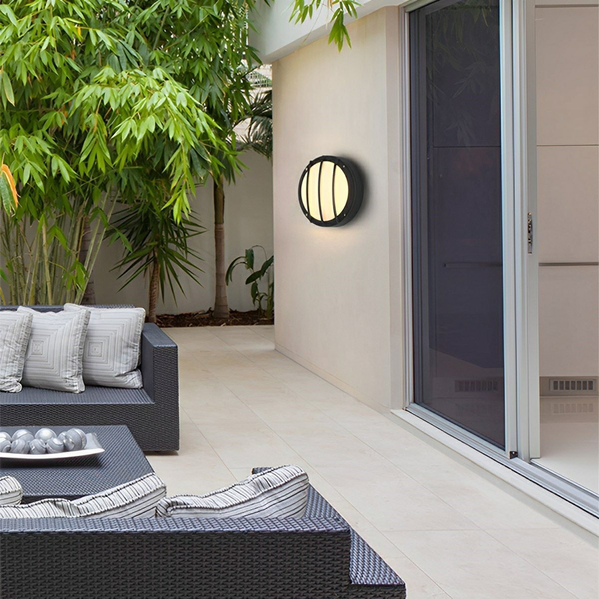 Wetterfeste LED-Wandleuchte für den Außenbereich, rund, 28 cm, 3000K, sanftes Licht, für Eingangsbereiche, Gärten, Terrassen, Wege, architektonische Akzente, Aluminium, IP65-zertifiziert, M