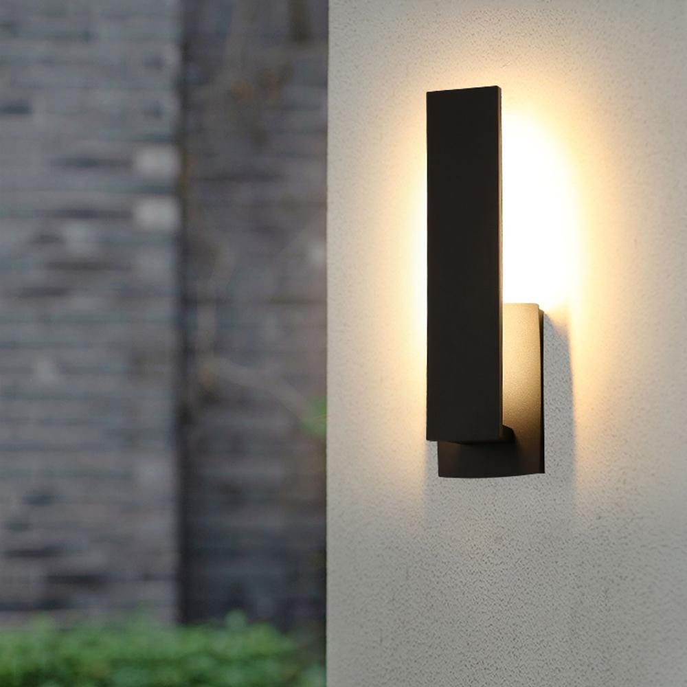 Outdoor LED-Wandleuchte Aluminium 43 cm wasserdicht schwarz Außenleuchte warmweiß für Hauseingang Terrasse Fassadenbeleuchtung | Thomler